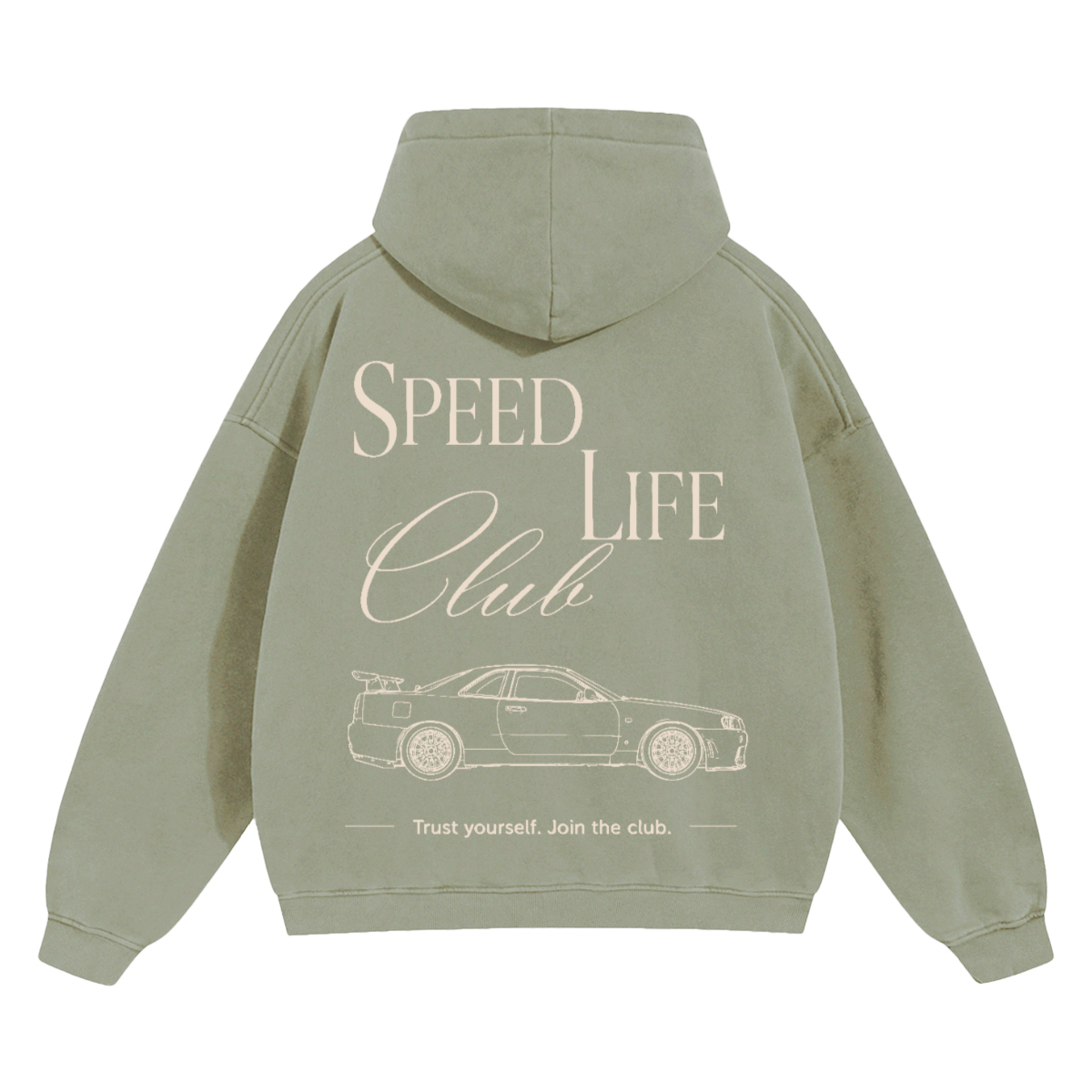 Hoodie SLC R34 GTR logo blanc Unisex 460GSM