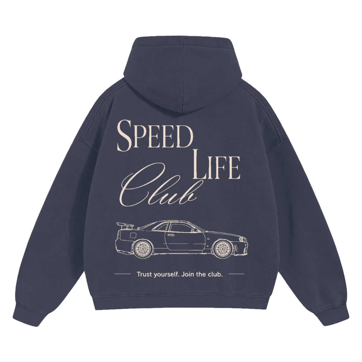 Hoodie SLC R34 GTR logo blanc Unisex 460GSM