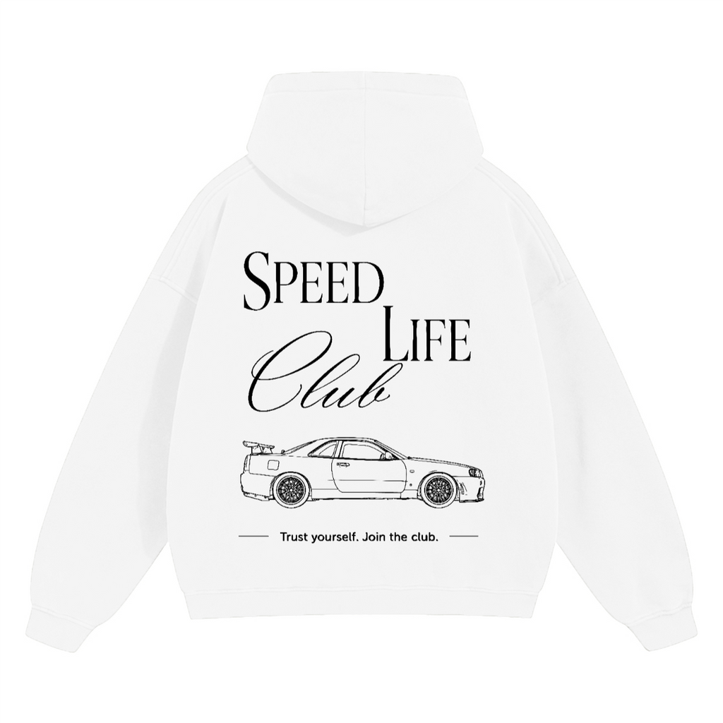 Hoodie SLC R34 GTR logo noir Unisex 460GSM