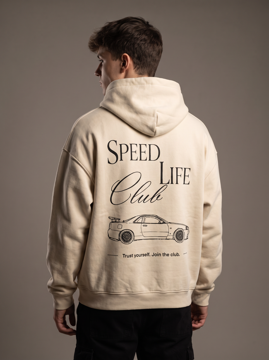 Hoodie SLC R34 GTR logo noir Unisex 460GSM